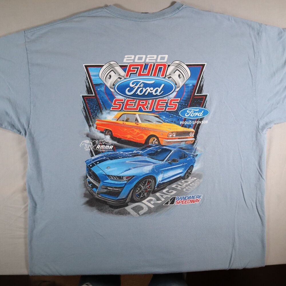 Bandimere Speedway 2020 T Shirt Fun Series Ford Drag Racing Colorado Blue 2XL